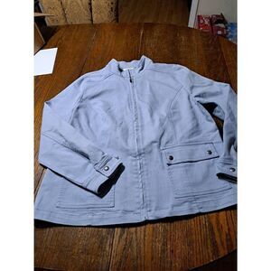 XL Liz Claiborne Long Sleeve Denim Light Blue Jean Jacket Zip with Pockets